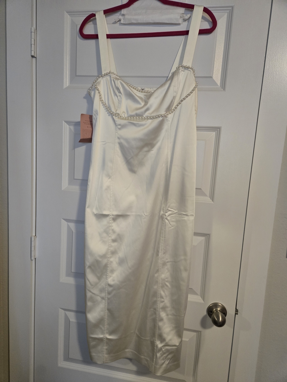 BHLDN Ivory Satin Slip with Pearl Embellishment